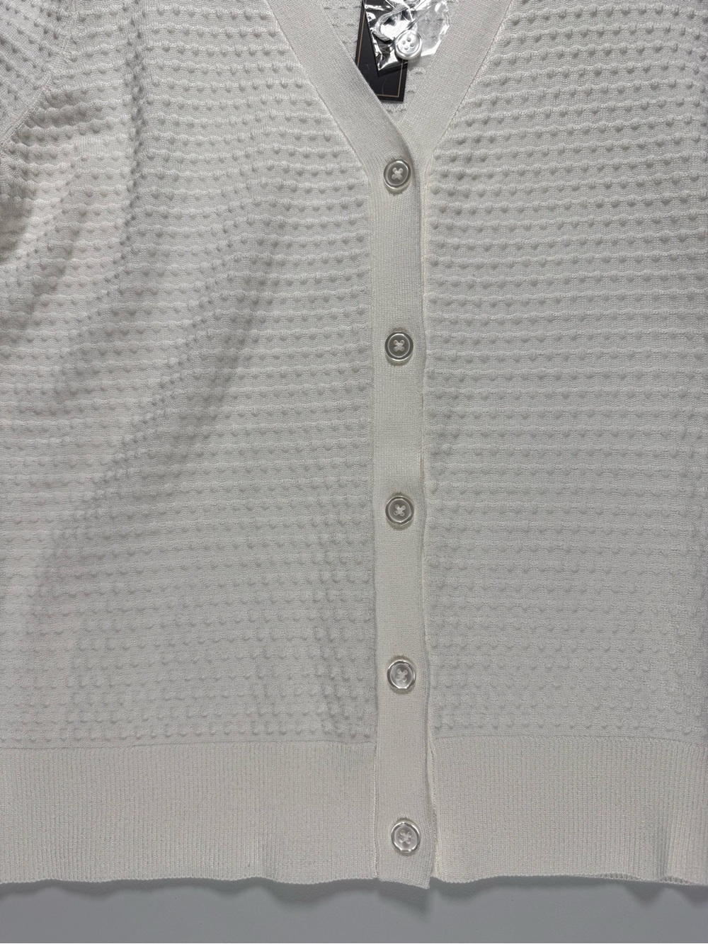 Lety & Me White Textured Button Front Cardigan NWT Medium - Picture 6 of 8